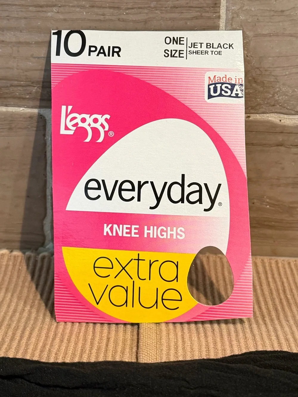 Vintage L'eggs Everyday Jet Black Knee Highs Lot of 4.5 Pairs (9 Pieces)